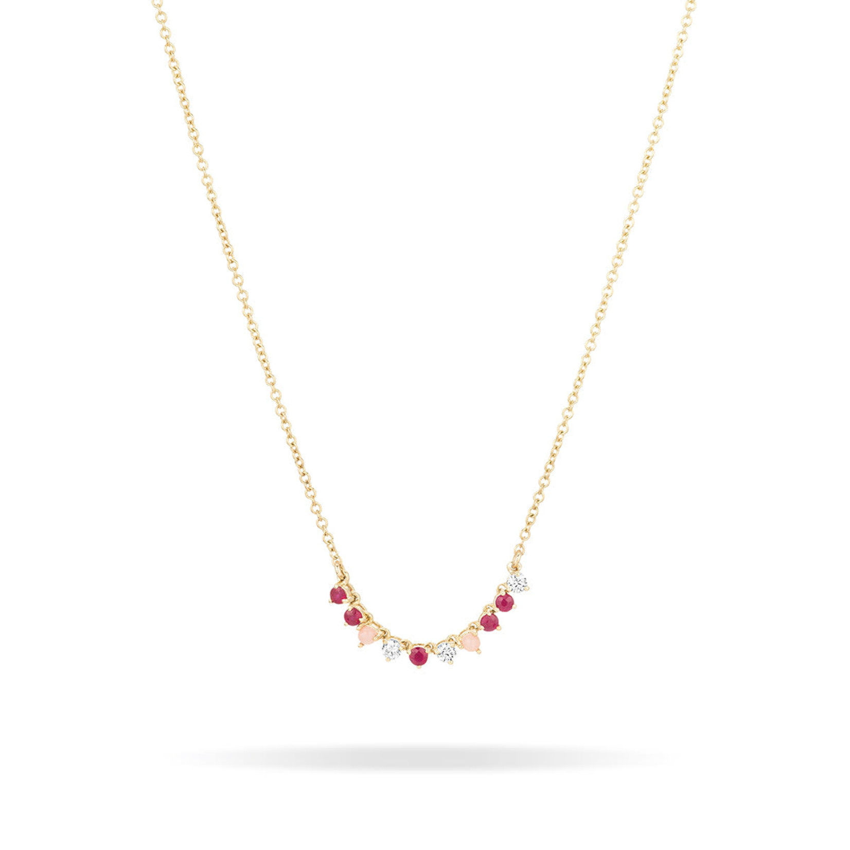 Amalfi Ruby + Diamond + Pink Opal Rounds Chain Necklace Y14