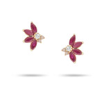 Amalfi Ruby + Diamond + Pink Opal Half Flower Posts Y14