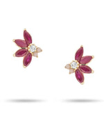 Amalfi Ruby + Diamond + Pink Opal Half Flower Posts Y14