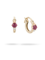 Amalfi Ruby + Diamond + Pink Opal Huggie Hoops Y14