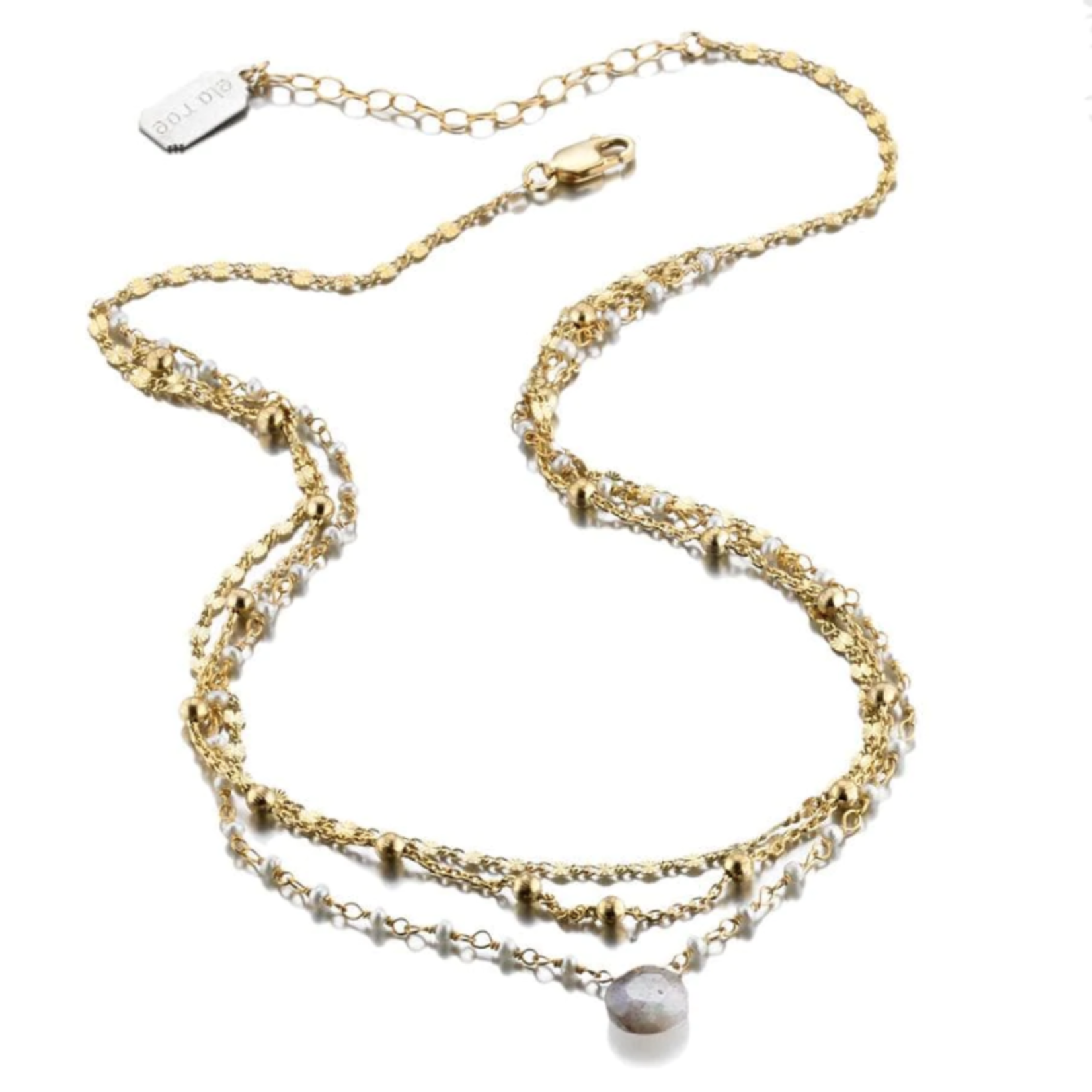 Lina 3 Strand Pearl & Silverite Necklace 14" GV