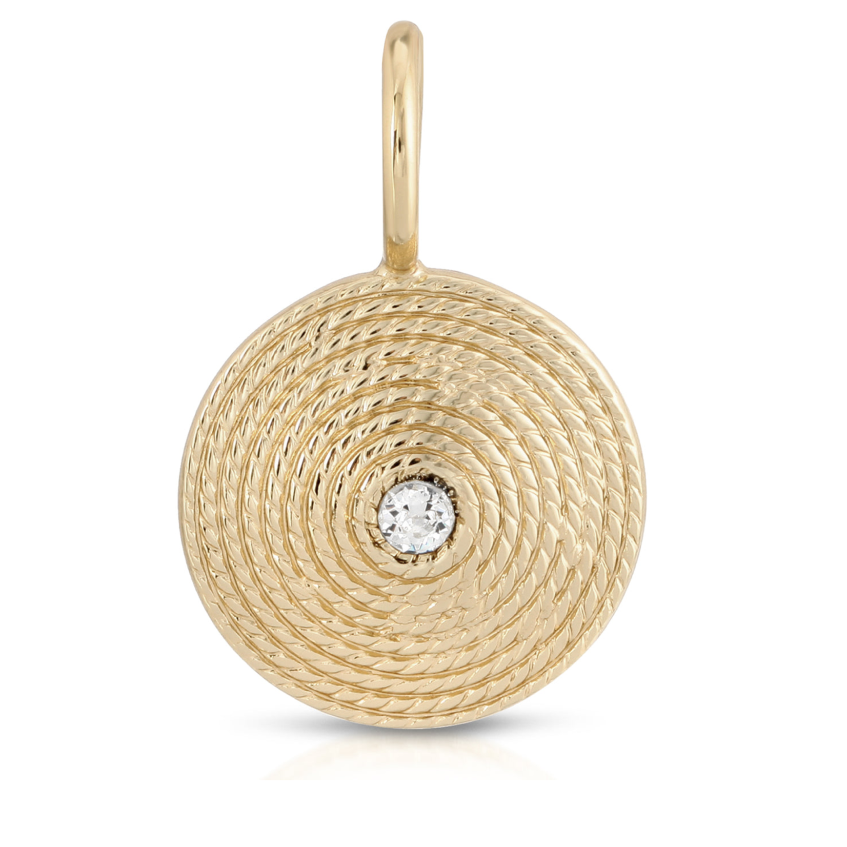 Round Rope w Swarovski Crystal 10k Gold Vermeil Pendant