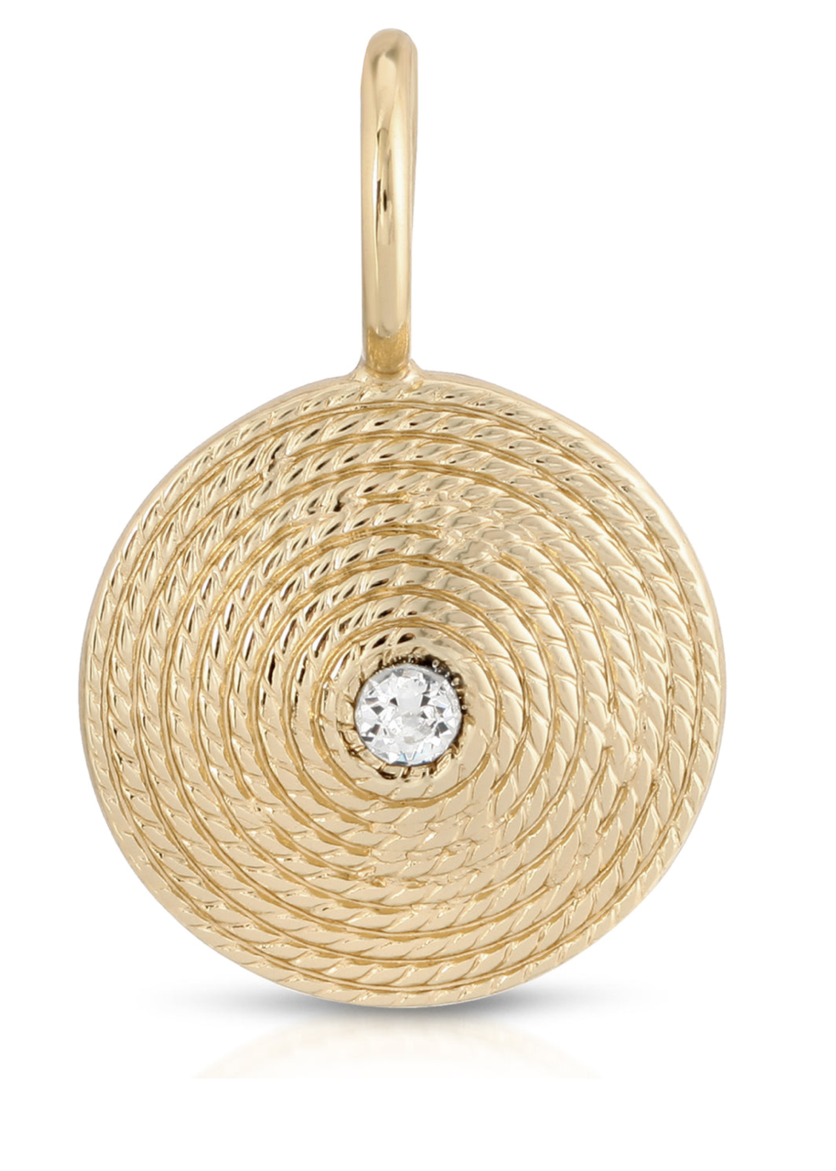 Round Rope w Swarovski Crystal 10k Gold Vermeil Pendant