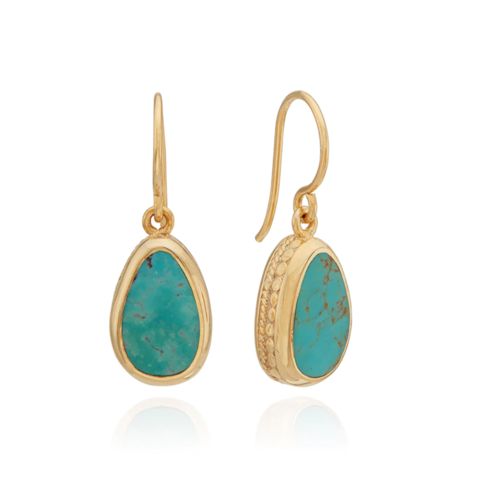 Turquoise Assymetrical Drop Earrings - 18k Gold Plate