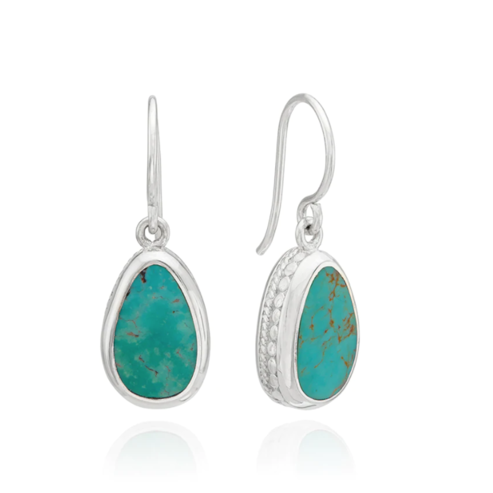 Turquoise Assymetrical Drop Earrings - Sterling