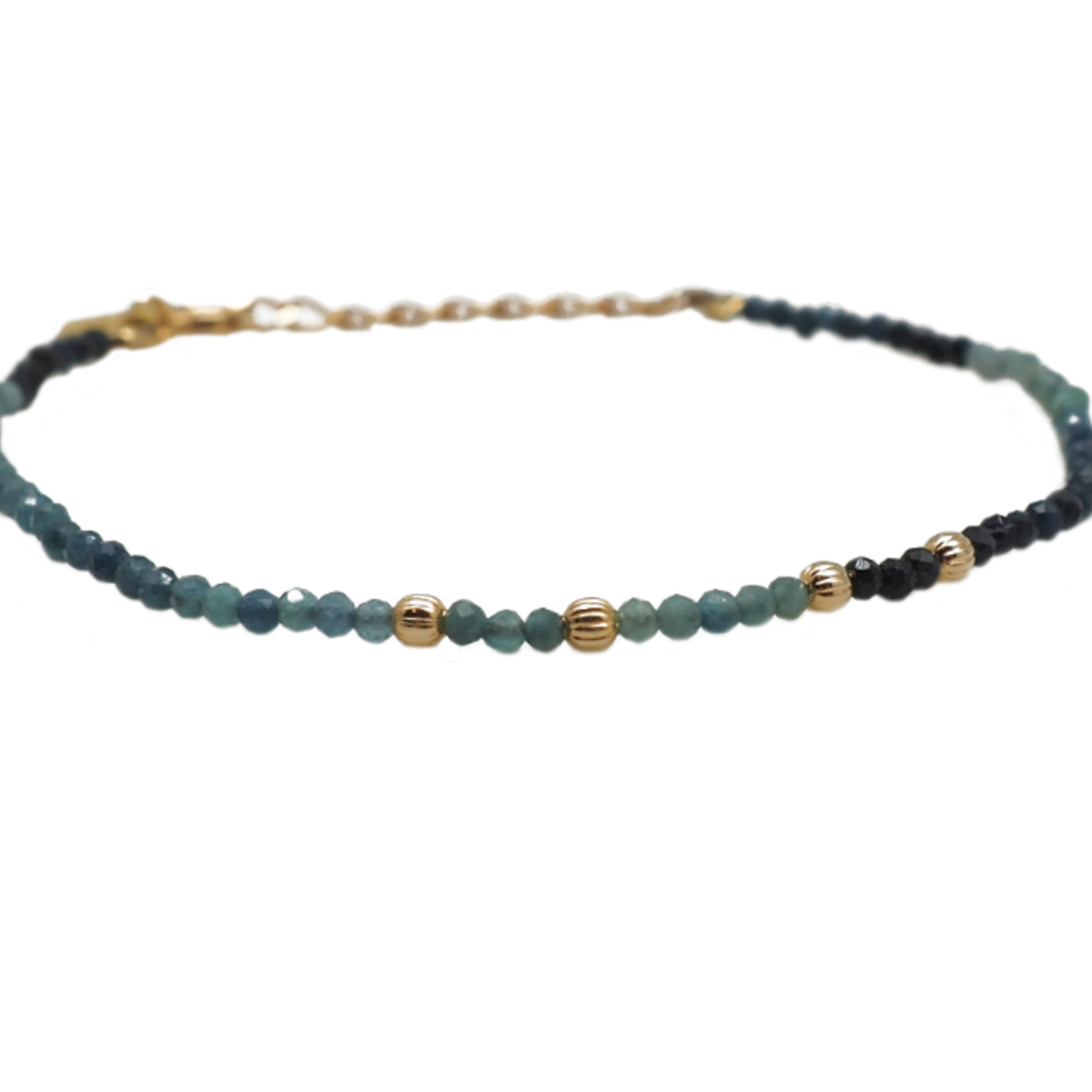 Montauk Bracelet Blue Tourmaline + Gold Plated Beads