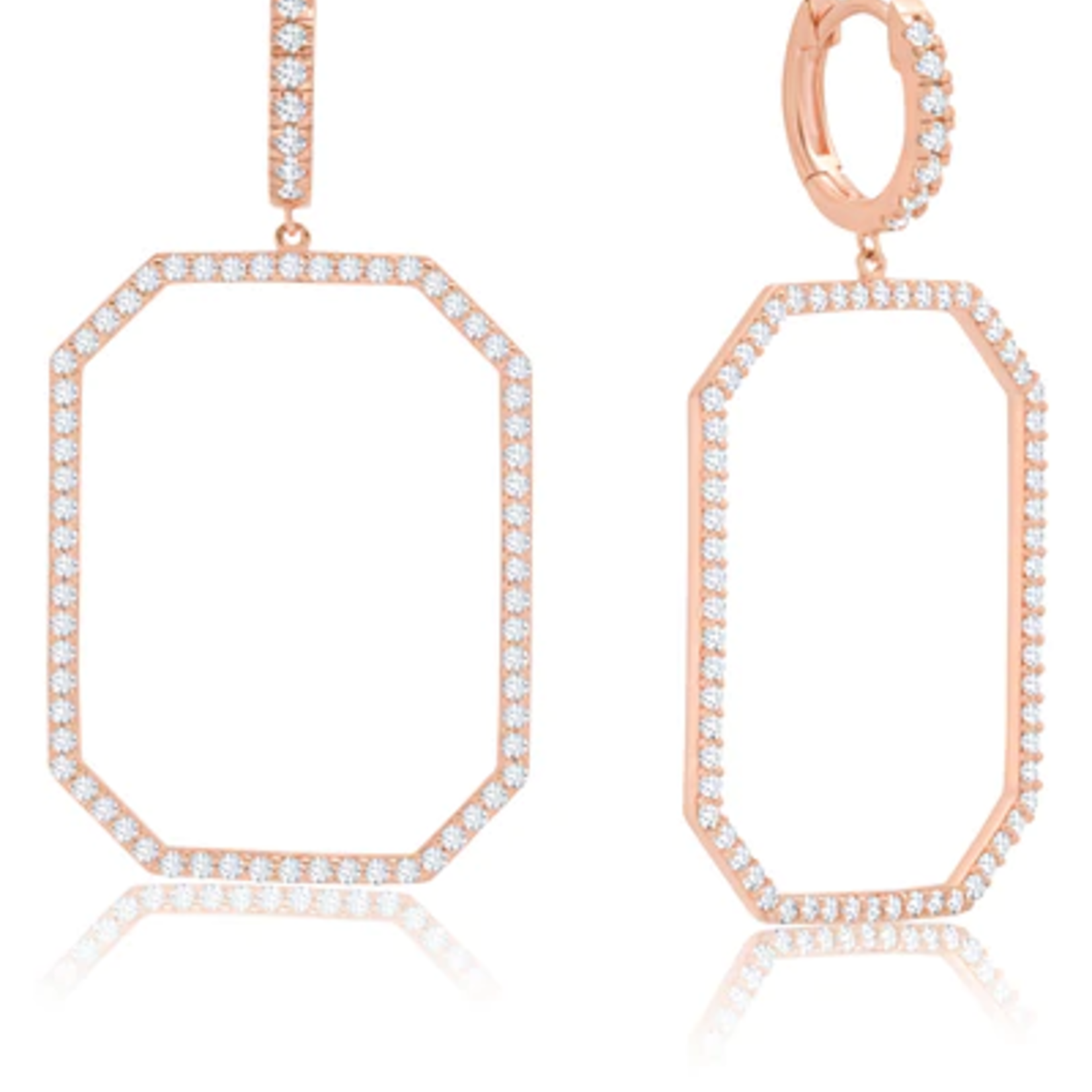 Open Octagon Pave Huggie Hoop  - 18k Rose GP