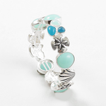 Silver Starfish & Aqua Stone Stretch Bracelet