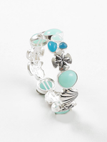 Silver Starfish & Aqua Stone Stretch Bracelet