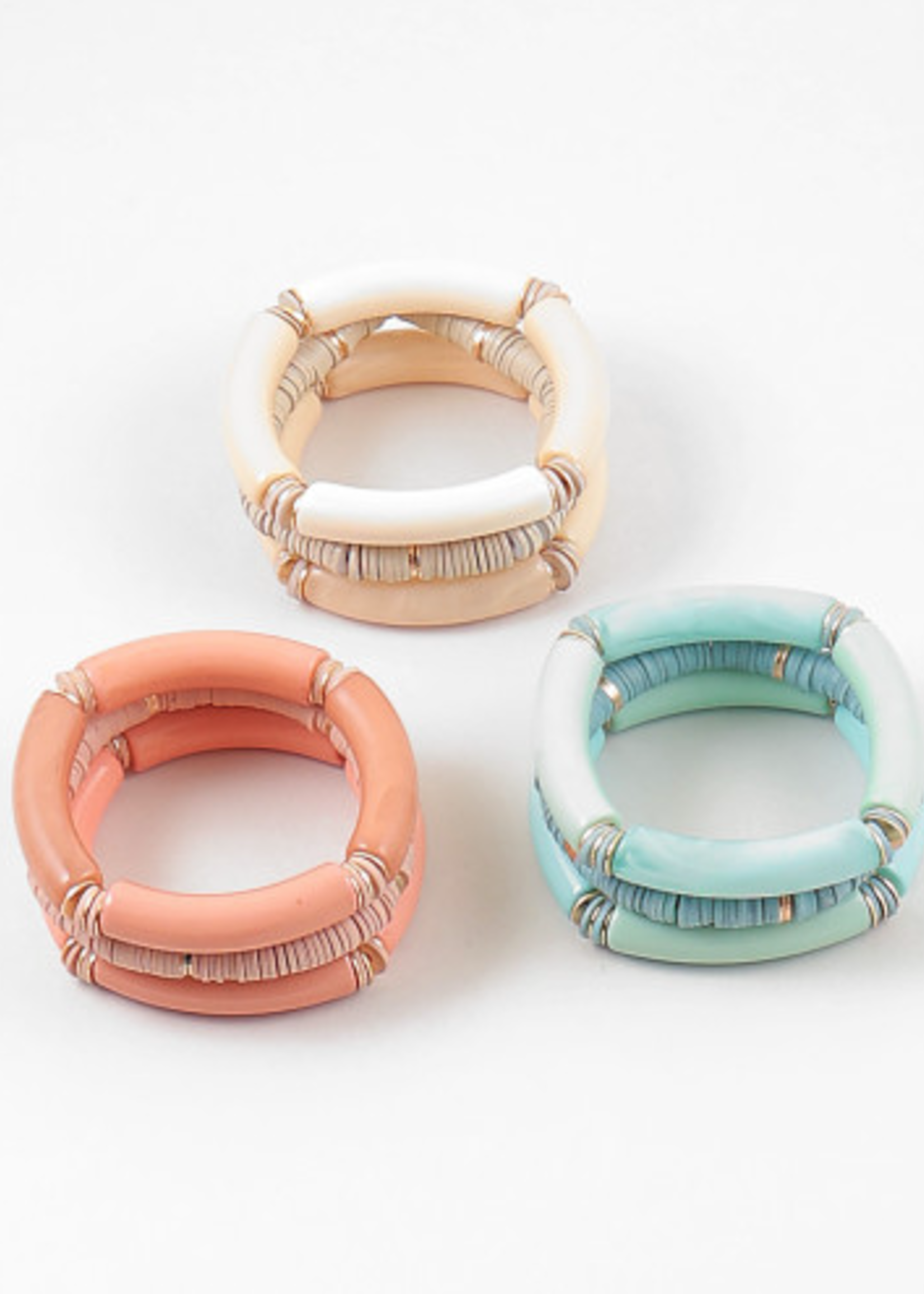 Set of 3 Resin Beaded Stretch Bracelets