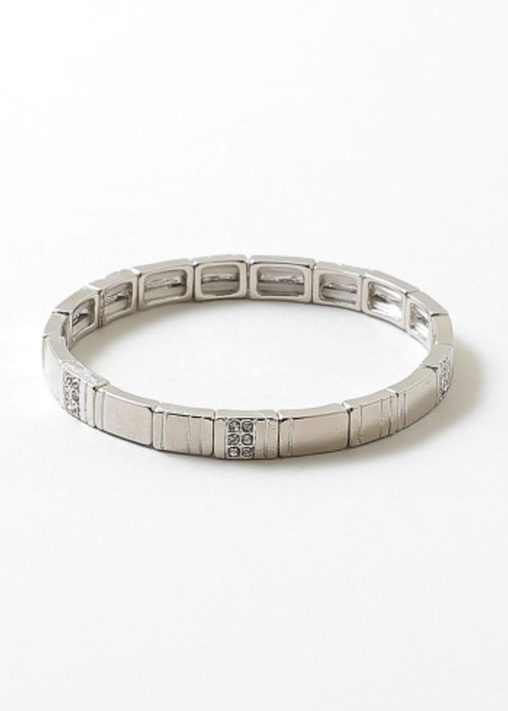 Rectangle Stretch Bracelet w/ CZ Accents