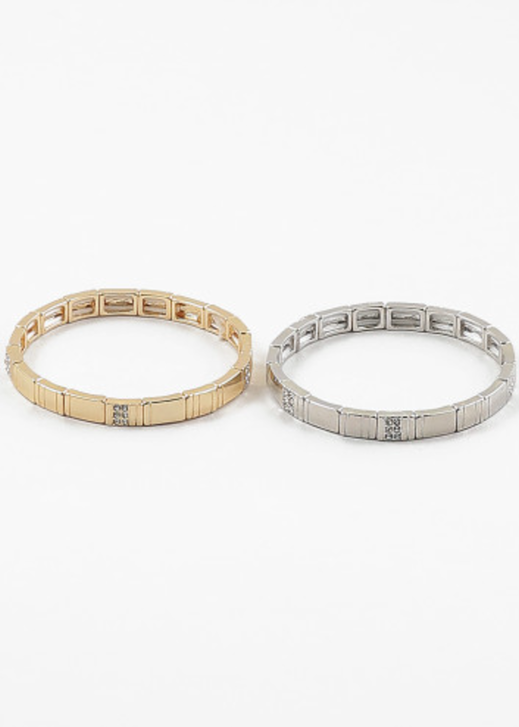 Rectangle Stretch Bracelet w/ CZ Accents