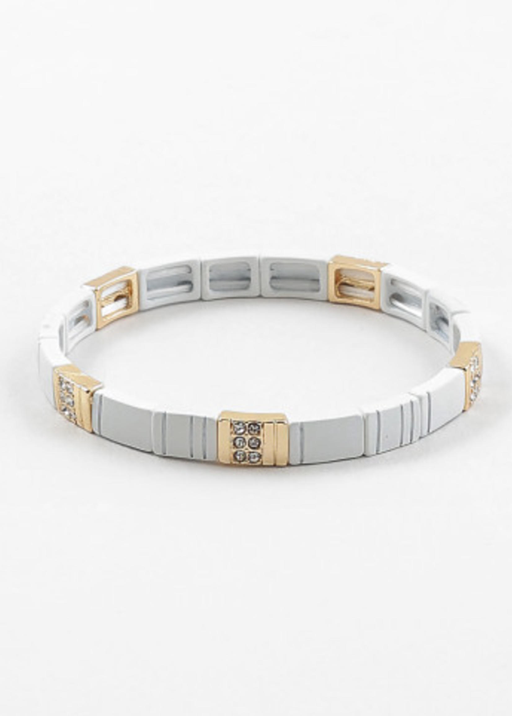 Rectangle Stretch Bracelet w/ CZ Accents
