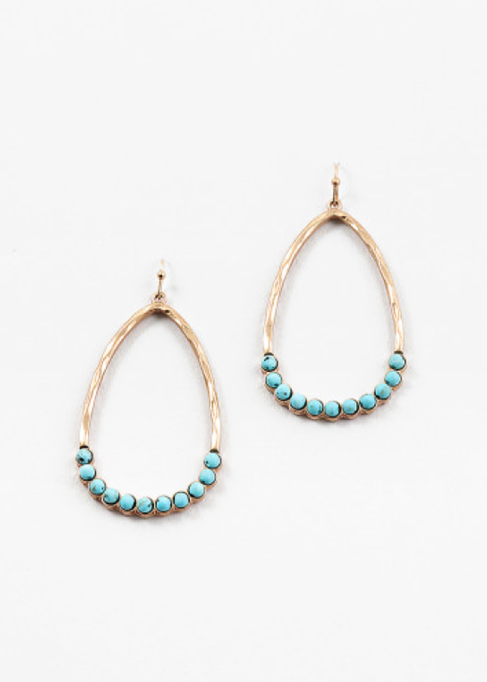 Gold Hammered Open Teardrop w/ Stone Accents