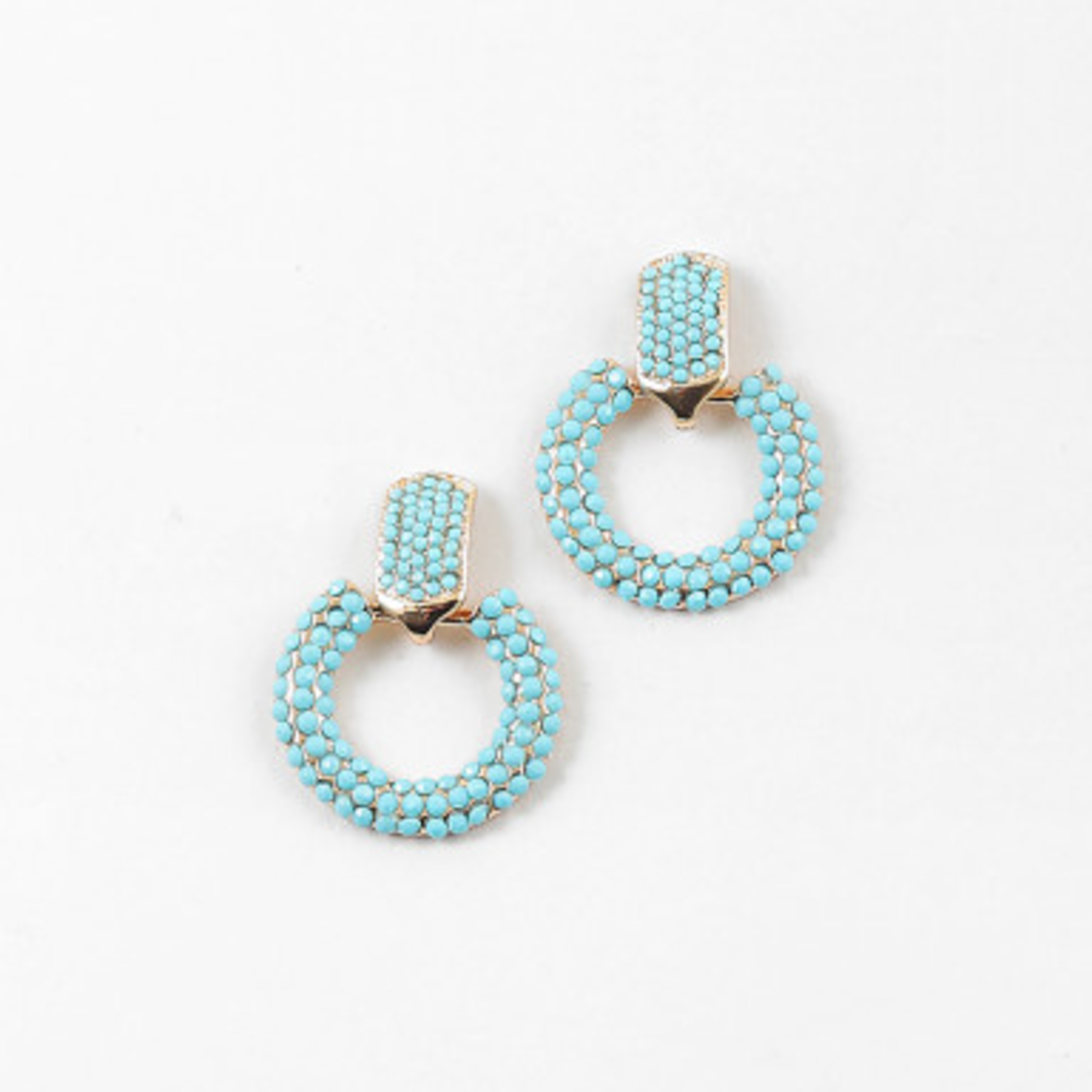 Beaded Turquoise Stud W/ Hoop