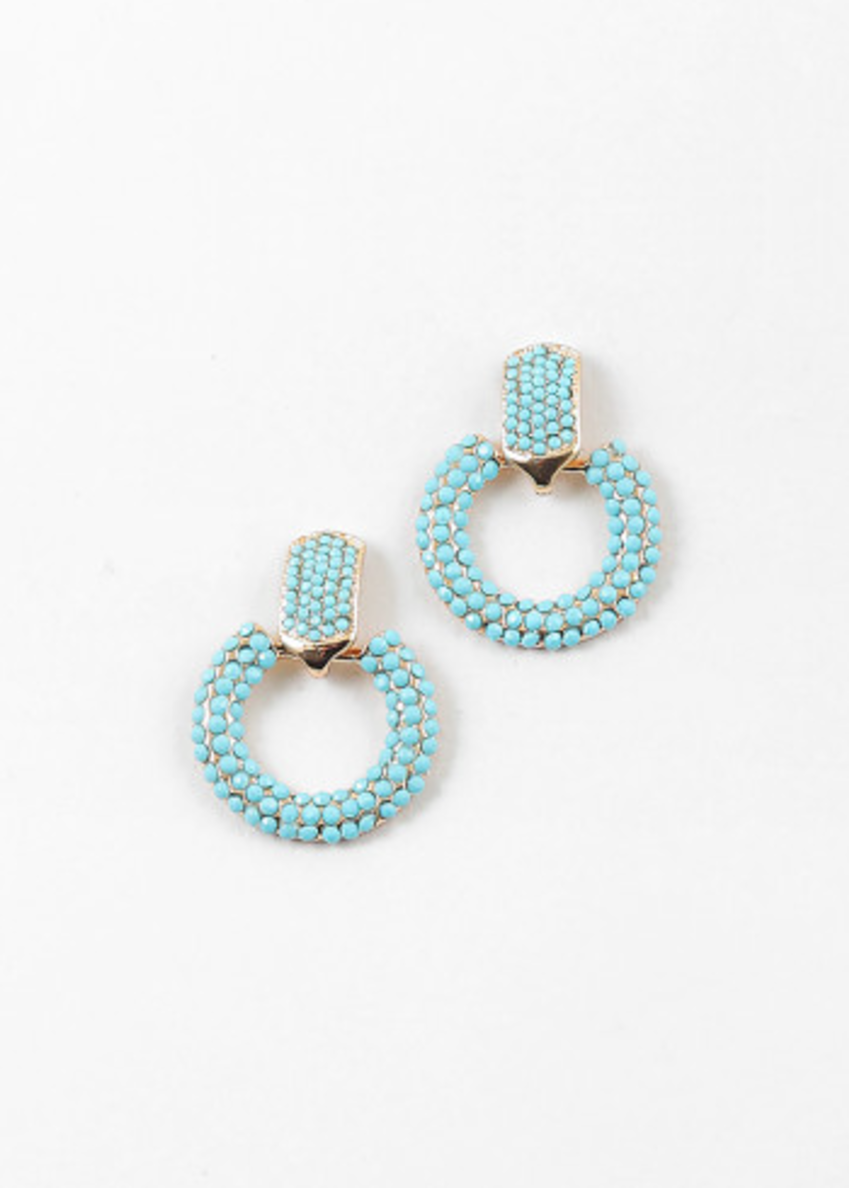 Beaded Turquoise Stud W/ Hoop