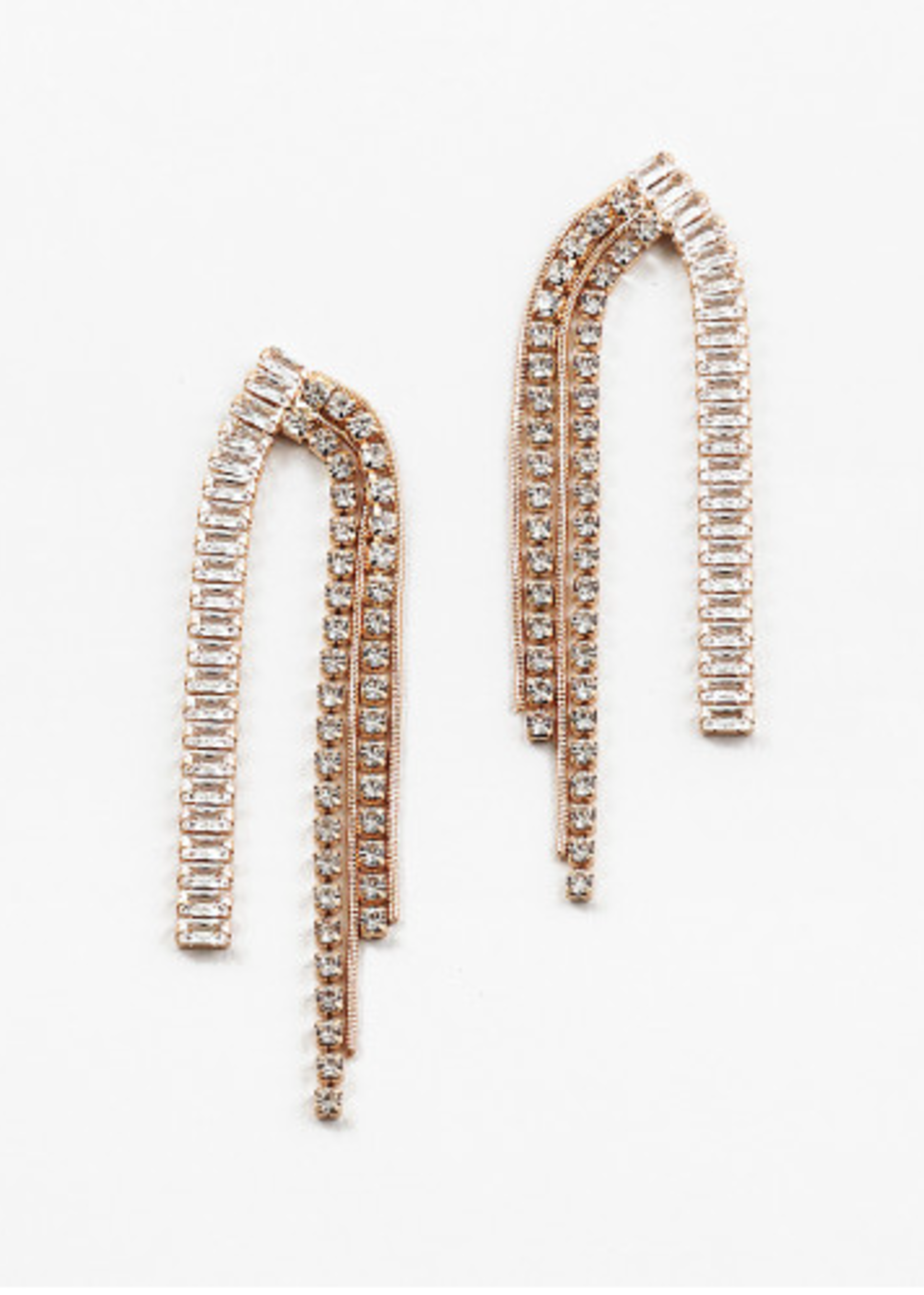 CZ & Gold Strand Tassel Statement EArrings