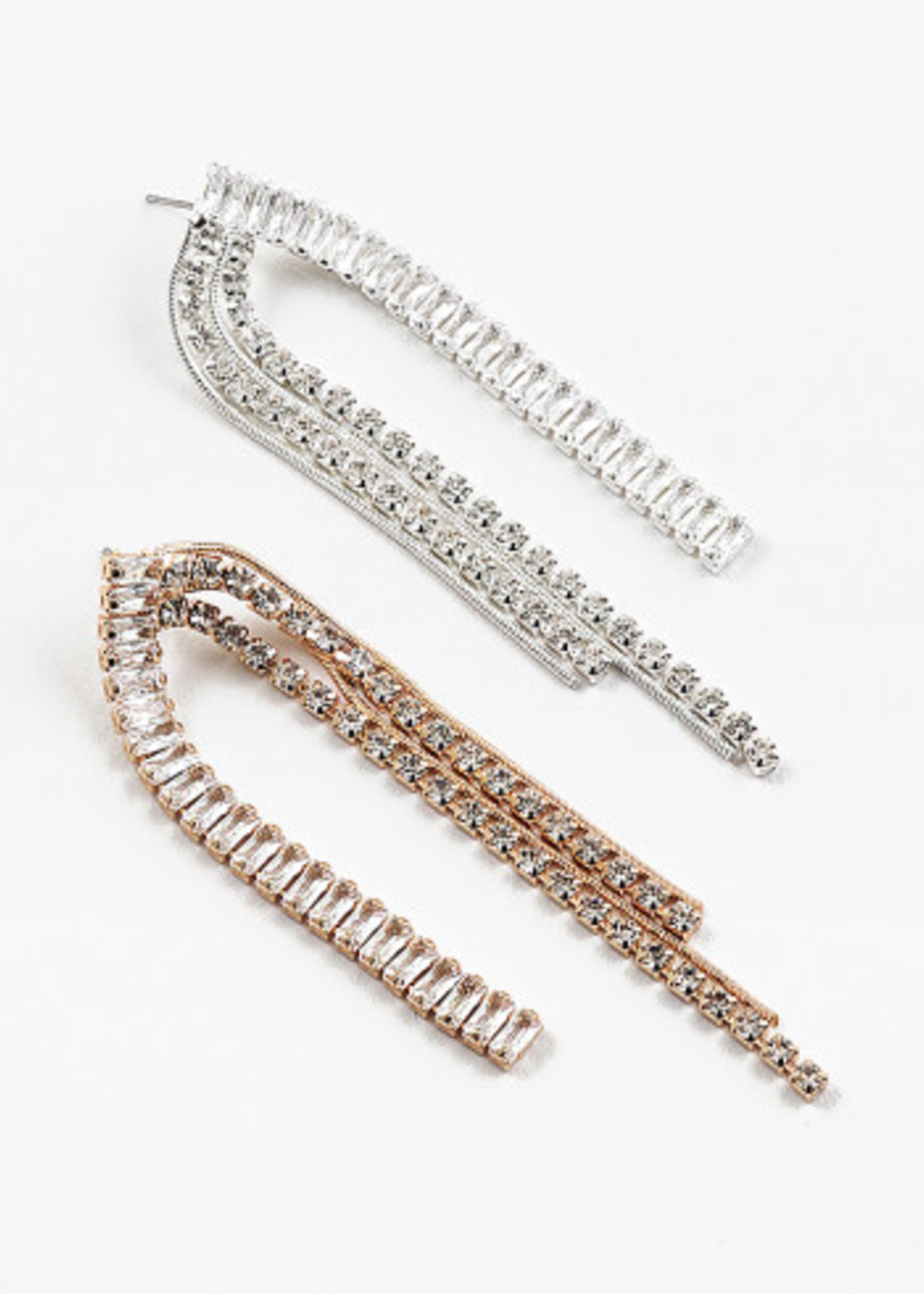CZ & Gold Strand Tassel Statement EArrings