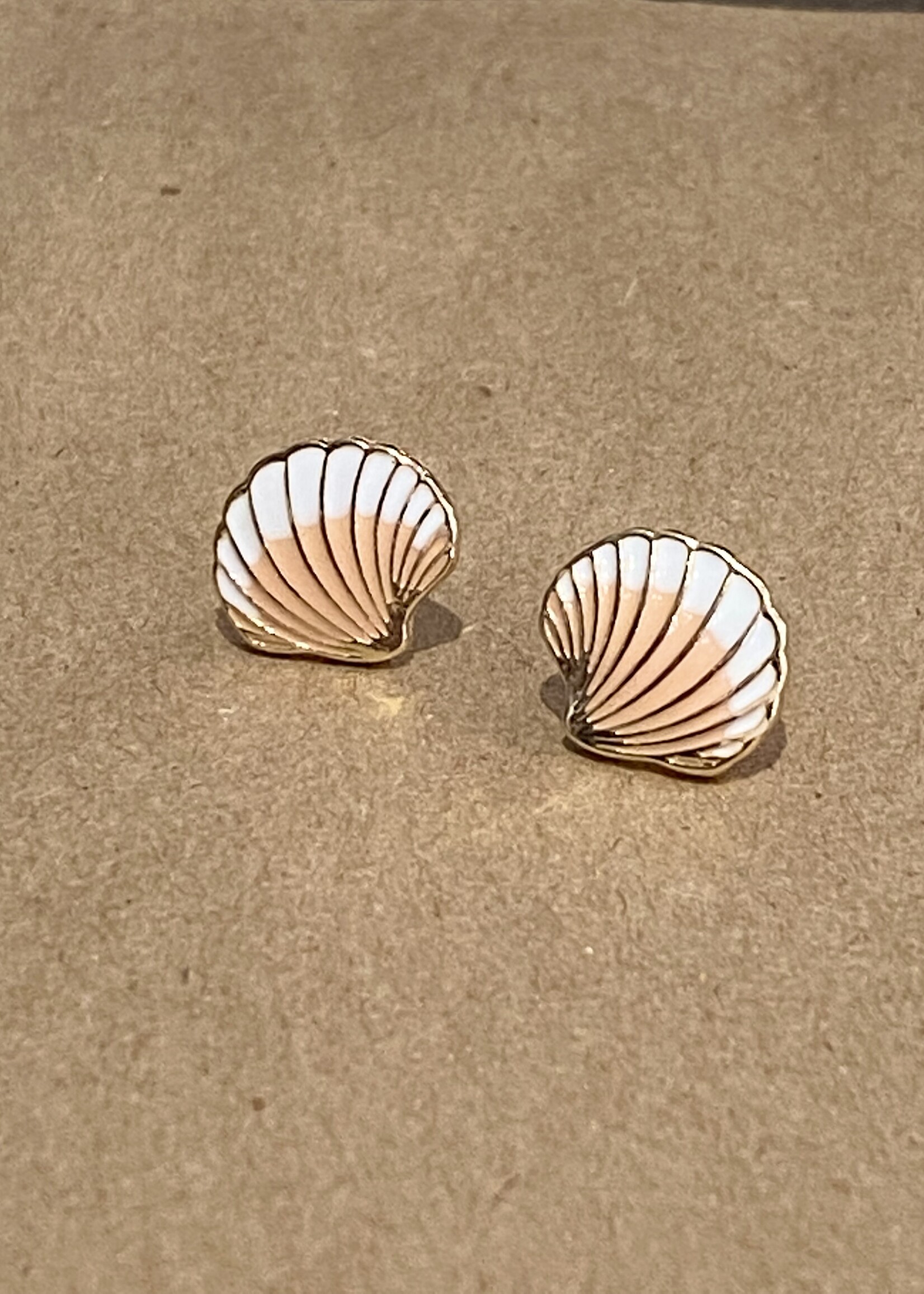 Gold and Enamel Beachy Stud Earrings
