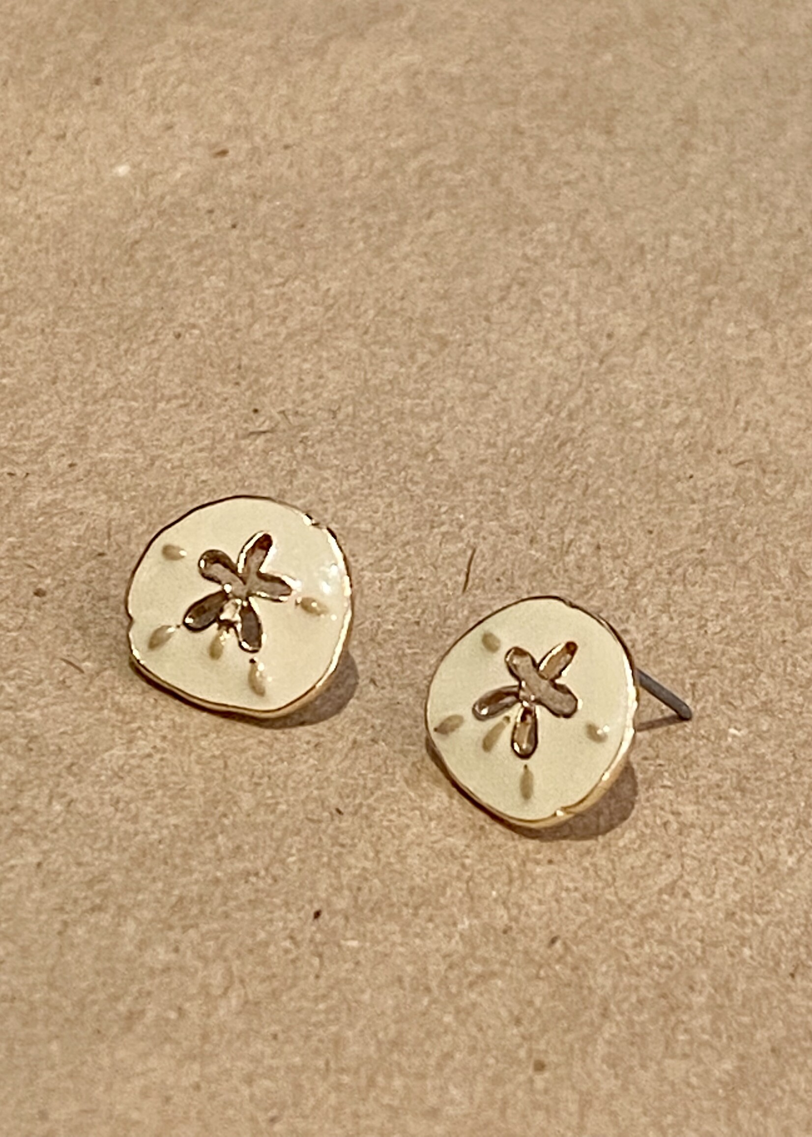 Gold and Enamel Beachy Stud Earrings