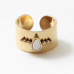 Wide Gold Band Ring w/ Teardrop & Dots