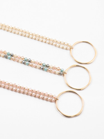 37" Crystal Bead Necklace W/ Irregular Circle Pedant