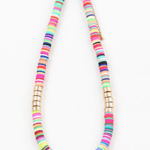 Gold and Rainbow Rubber Bead Necklace 16"