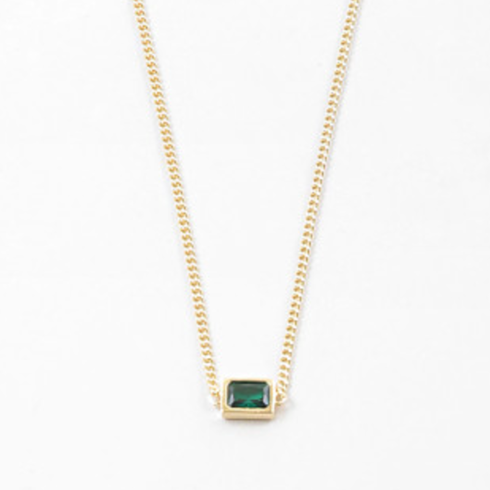 Simple Emerald Necklace on Gold Chain