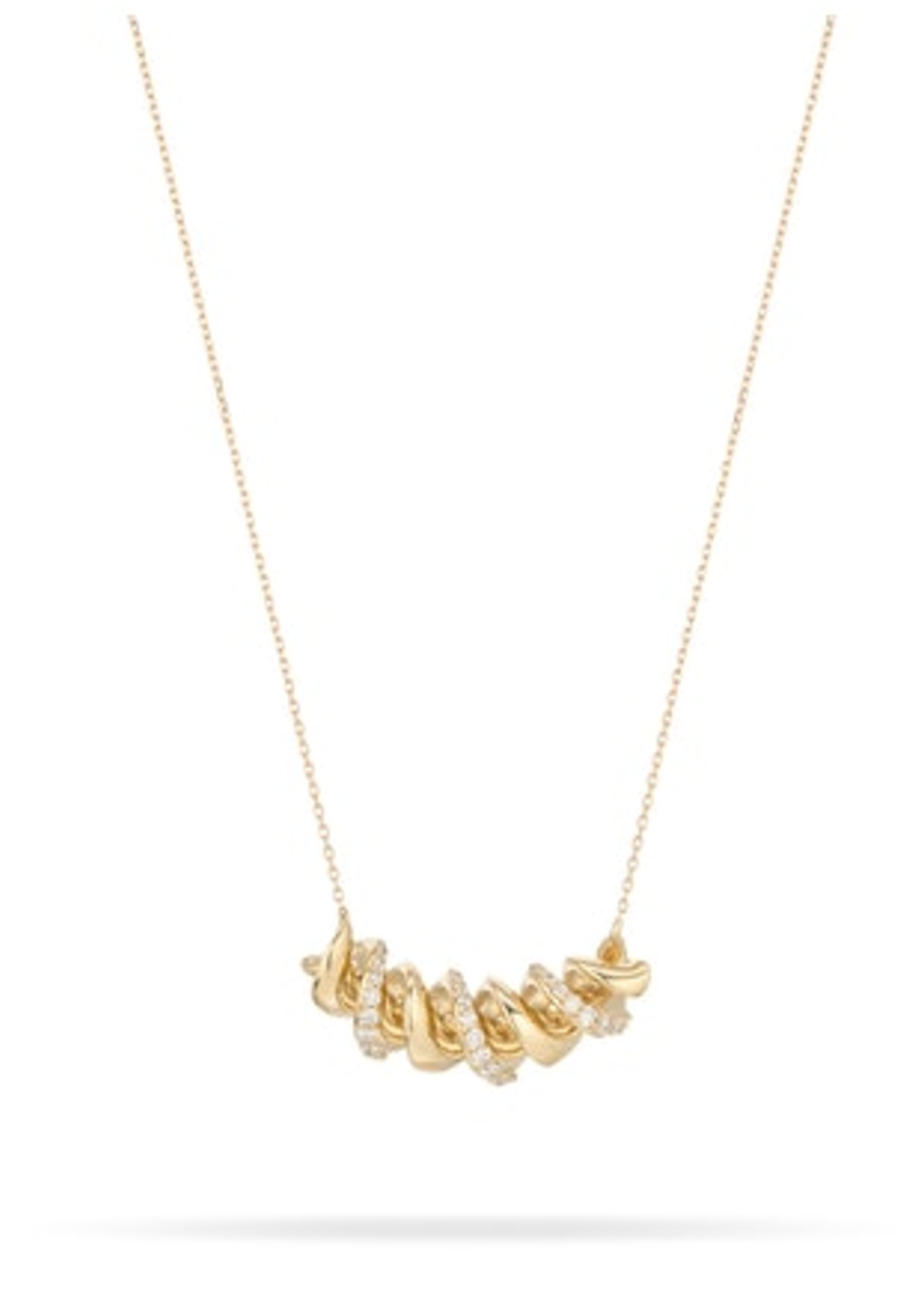 Pasta Large Pave Fusilli Curve Necklace Y14