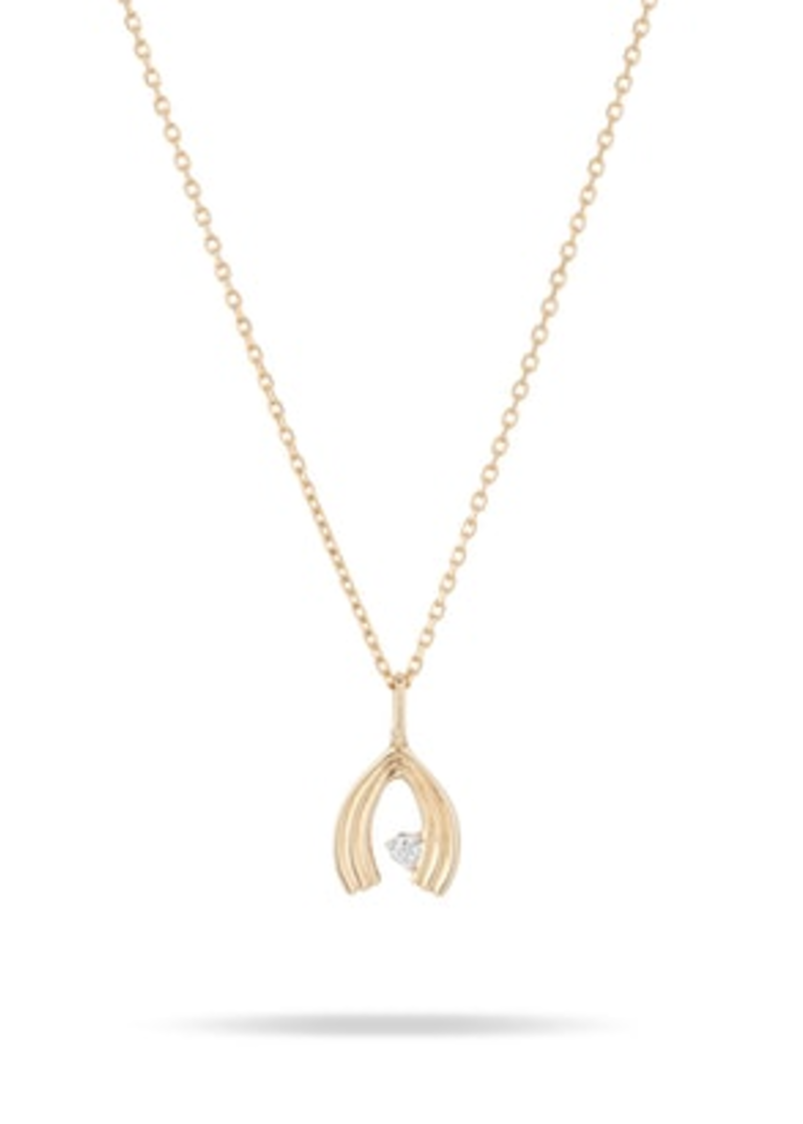 Groovy Single Diamond Wishbone Necklace Y14