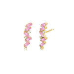 Sapphire Pink Scattered Baguette Bar Studs
