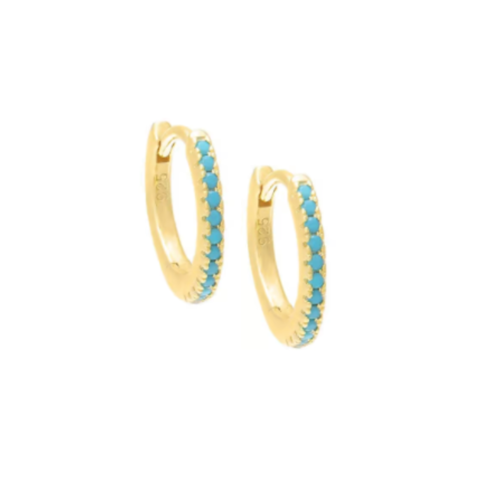 Pave Colored Huggie Earring Turquoise