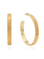 Large Ribbed Hoop Earrings - Gold