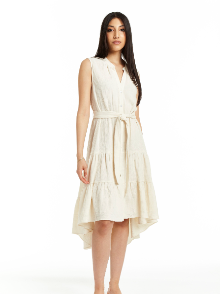 Josephine Tiered Button Up Tank Dress - The Beach Nut