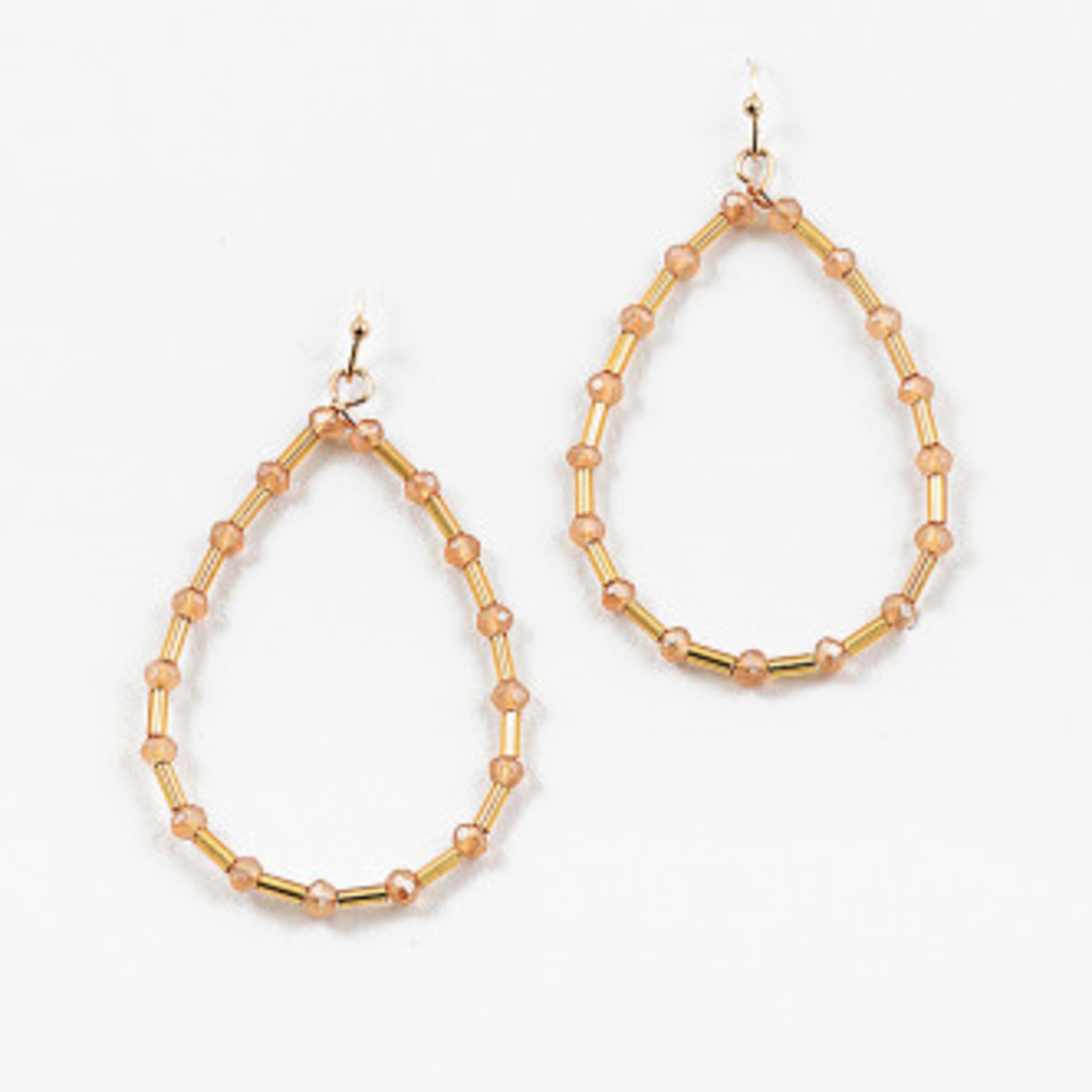Champagne and Gold Beaded Teardrop Earrings