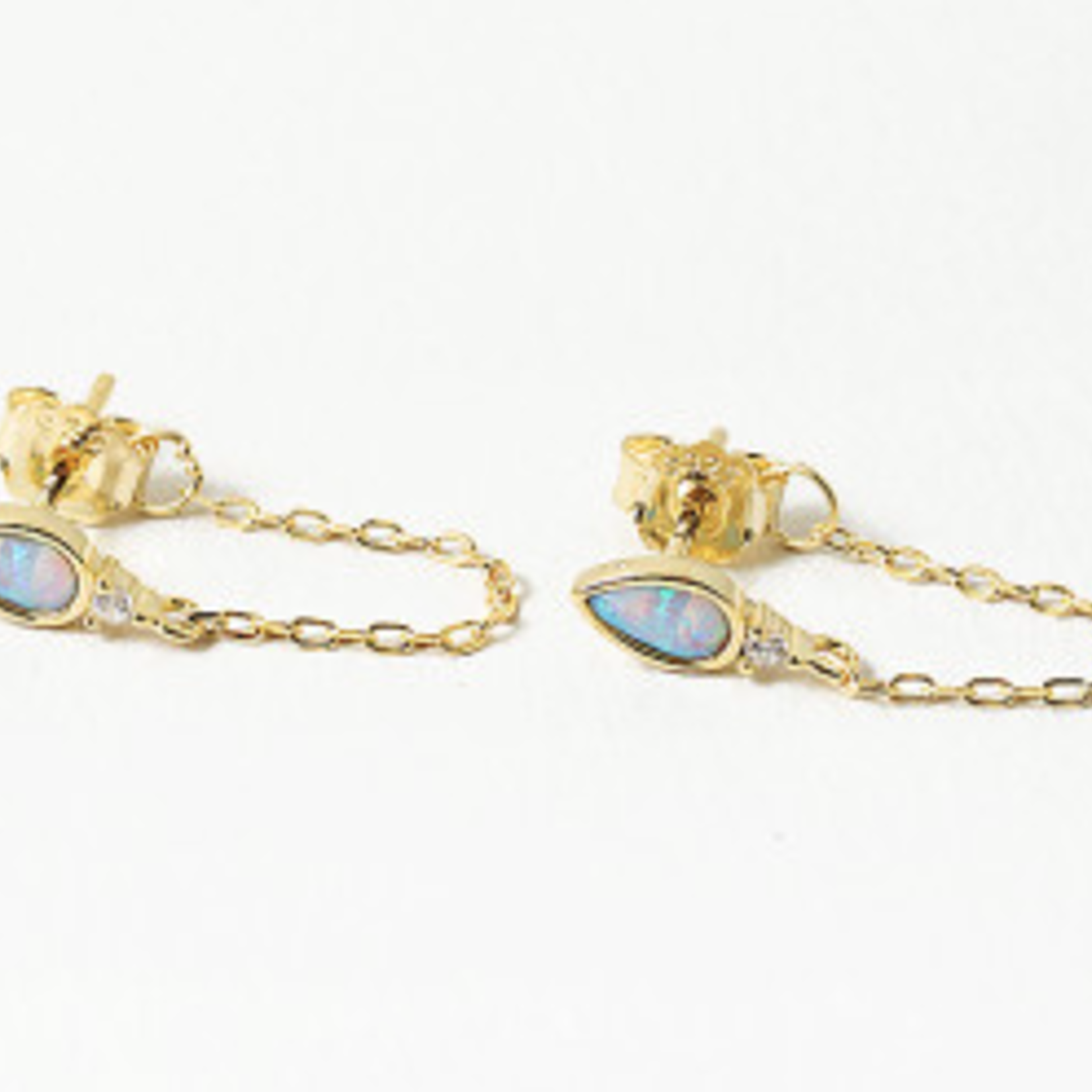 Gold Plated SS Blue Opal w/ Chain