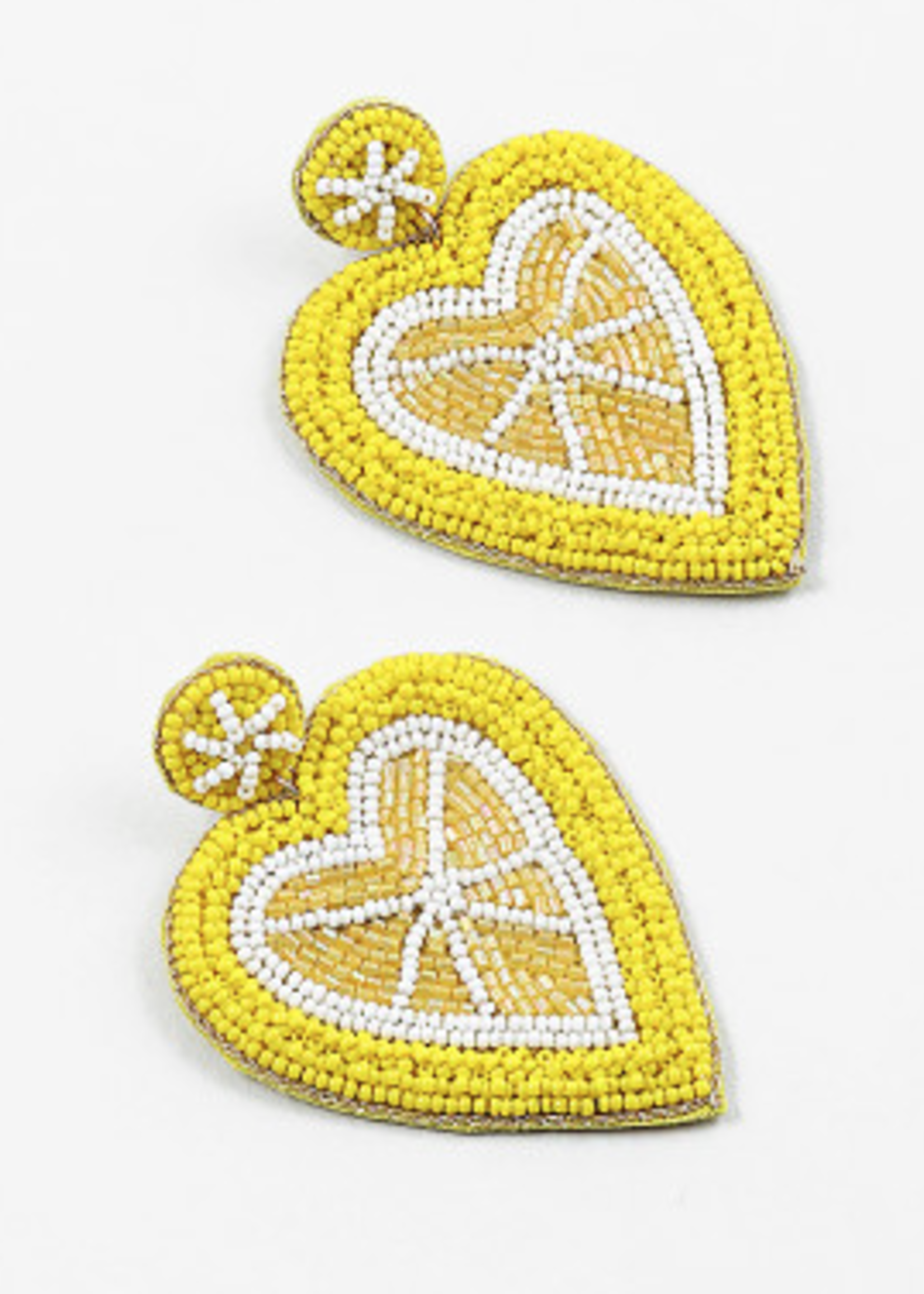 Beaded Lemon Heart Earrings