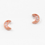 Tiny Rose Gold Plated SS CZ Moon Studs