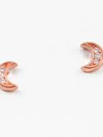 Tiny Rose Gold Plated SS CZ Moon Studs