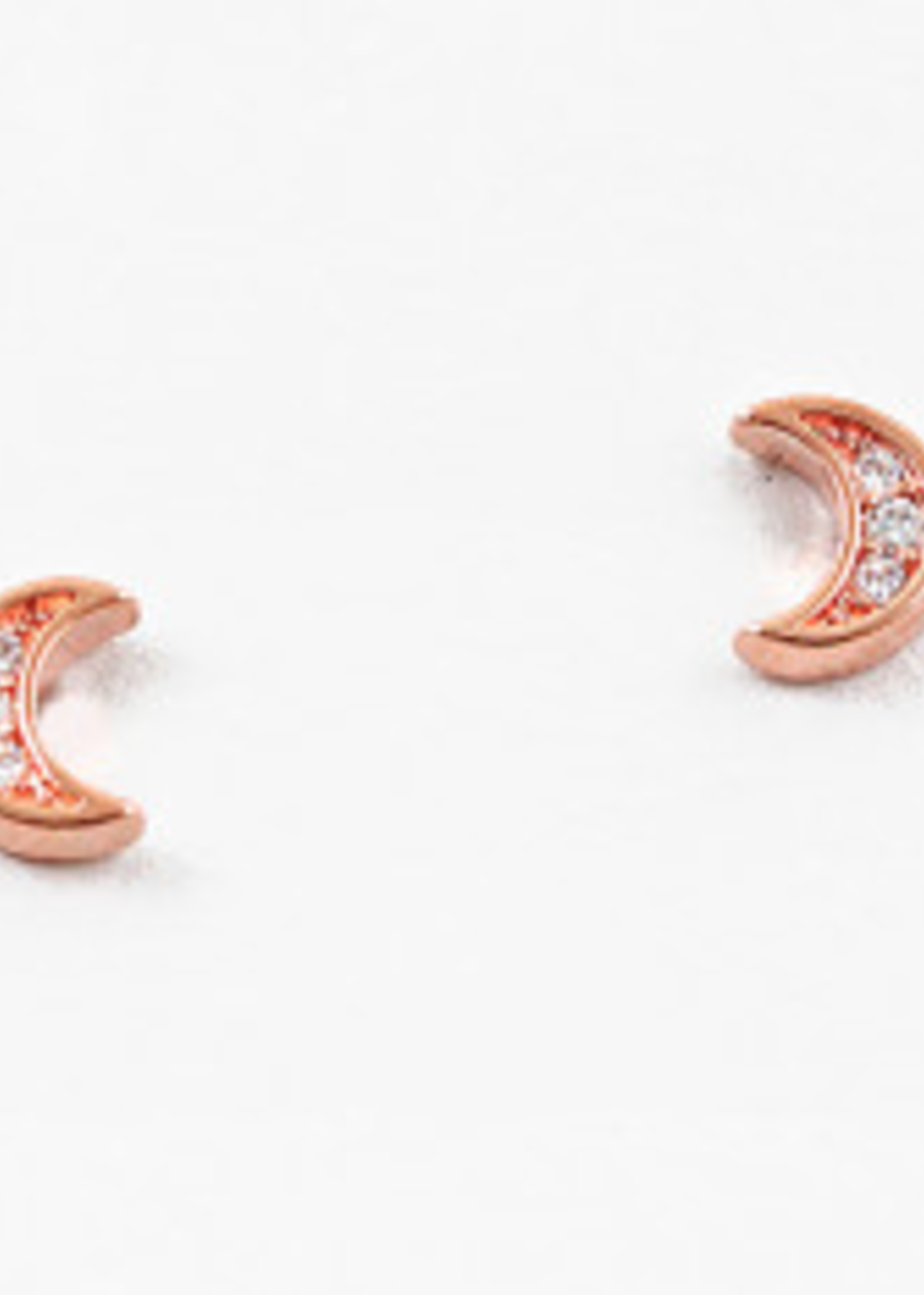 Tiny Rose Gold Plated SS CZ Moon Studs
