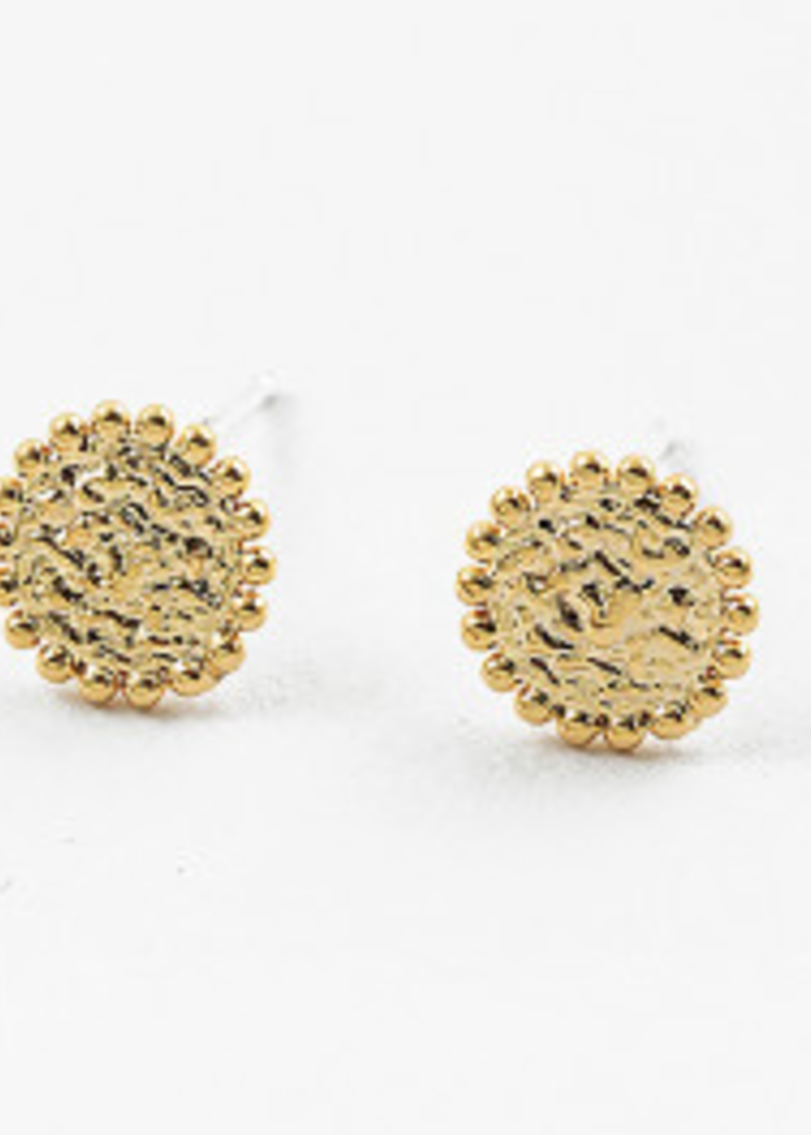 Gold Dipped Textured Disc Studs