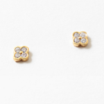 Tiny Gold Dipped CZ Clover Studs