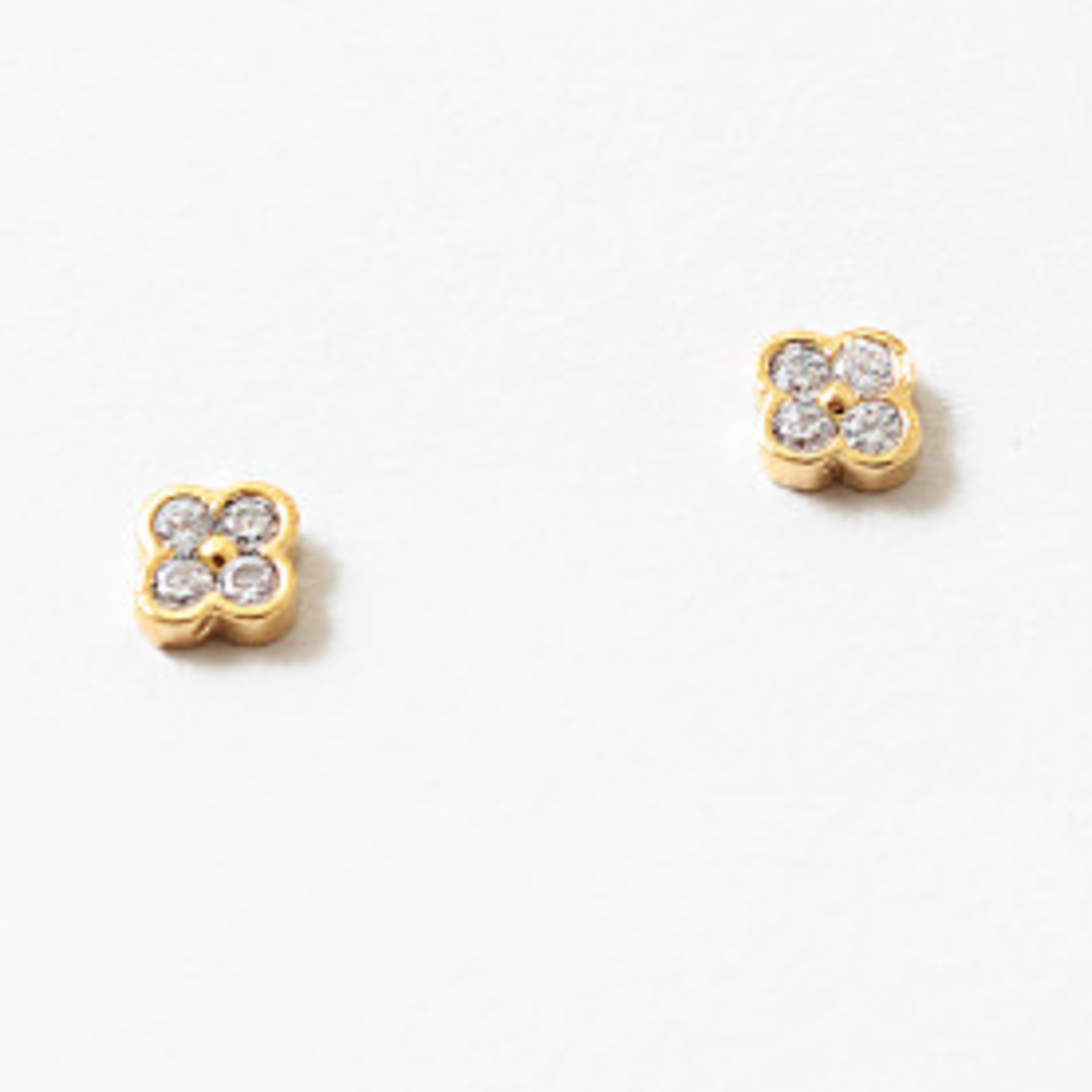 Tiny Gold Dipped CZ Clover Studs