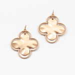 Gold Textured Double Clover Drop Earrings