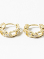 Gold Plated SS Chain Link Huggies w/ CZs