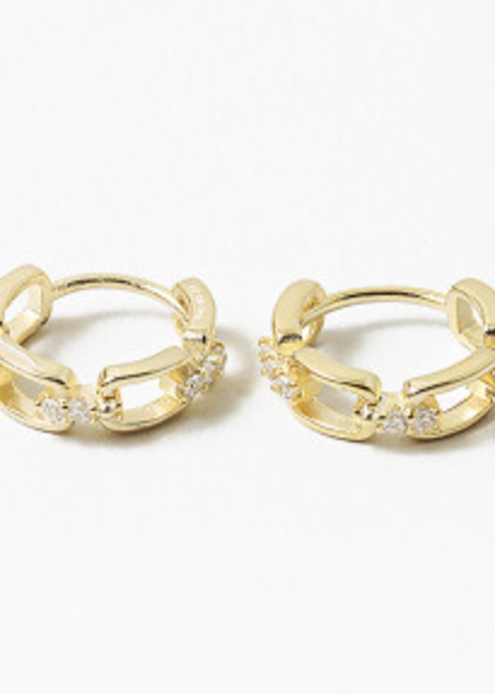 Gold Plated SS Chain Link Huggies w/ CZs