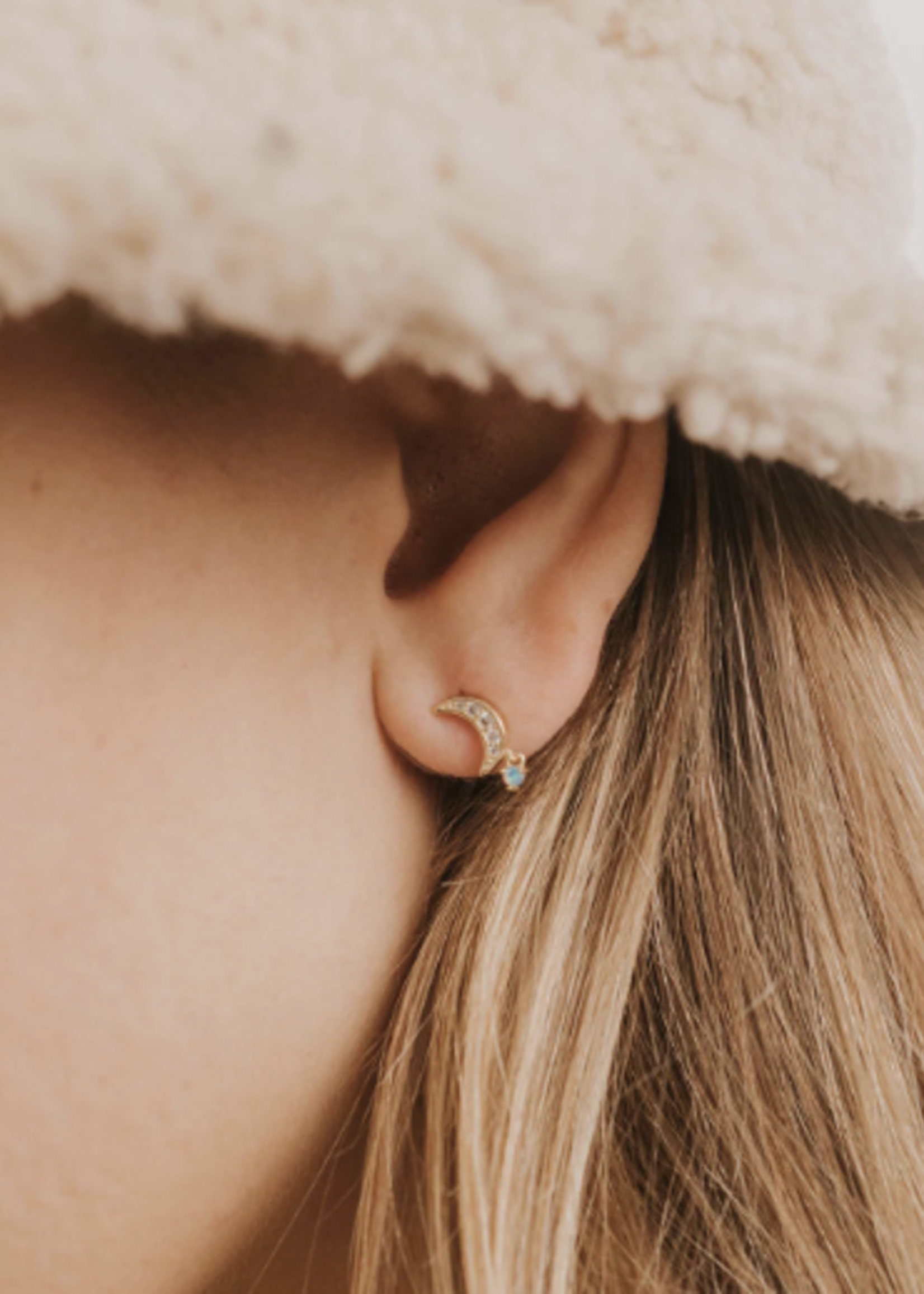 Moon Drop Gold Earrings