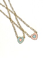 Brass Heart Chain Link Necklace