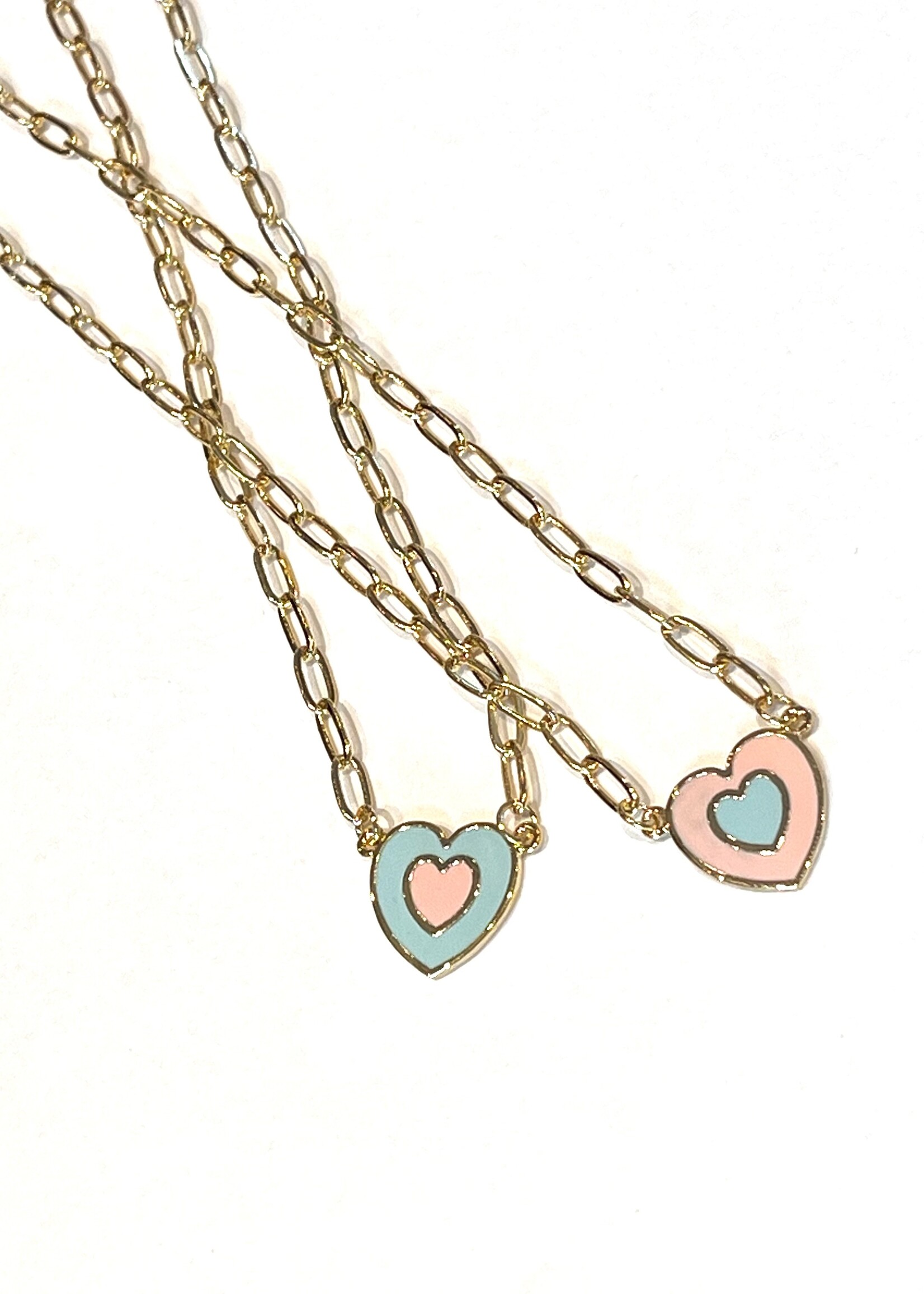 Brass Heart Chain Link Necklace