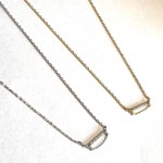 Silver CZ bar necklace w/ chain dangle